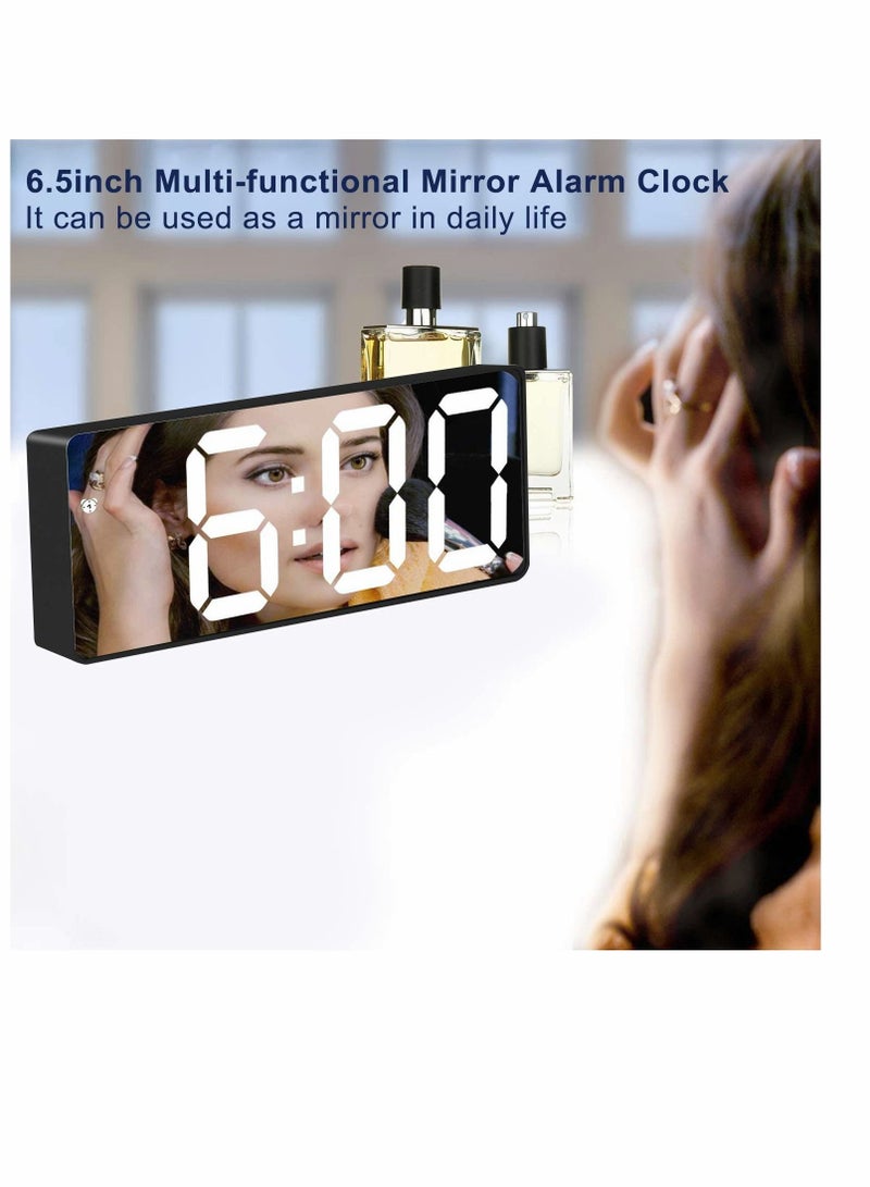 Captaintech LED Mirror Alarm Clock, Hd Digital Alarm Clock with Two Power Modes, Large Screen Adjustable Brightness Snooze Mode, Portable Smart Clock for Bedroom Living Room Home Student Dormitory - Image 5
