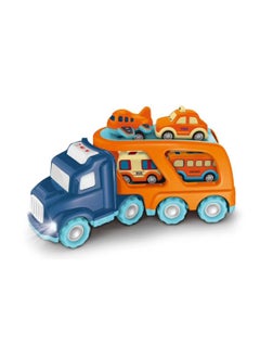 KASTWAVE Big Transport Truck with 4 Small Cute Pull Back Trucks Carrier Truck with Sound and Light Effects for 3-5 Years Old Toddlers Boys Girls Gift  - Image 1