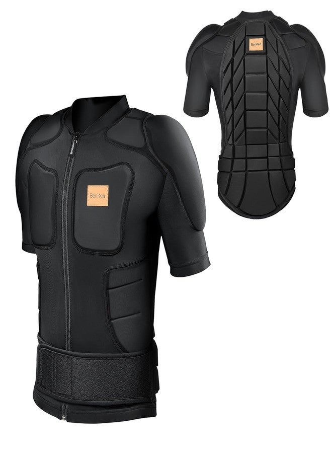 BenKen Men's Women's Professional Anti-Collision Sports Shirts, Protection of The Back, Motorcycle Protective Jacket for Skateboarding Skating Snowboarding Cycling (Black-Short Sleeves, XL) - Image 1