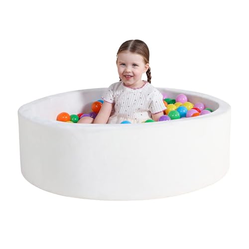 TRENDBOX Foam Ball Pit for Toddlers 35x11 inch Soft Baby Ball Pit with Washable Velvet Cover Balls not IncludedWhite - Image 1
