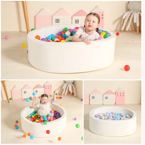 TRENDBOX Foam Ball Pit for Toddlers 35x11 inch Soft Baby Ball Pit with Washable Velvet Cover Balls not IncludedWhite - Image 5