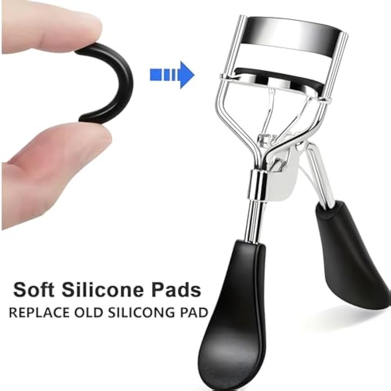 SAMLOO 12PCS Eyelash Curler Refill Pads Silicone Rubber Curler Replacement Refill Pad Universal Lash Curler Refill Pads for Eyelash Curler, Black - Image 3