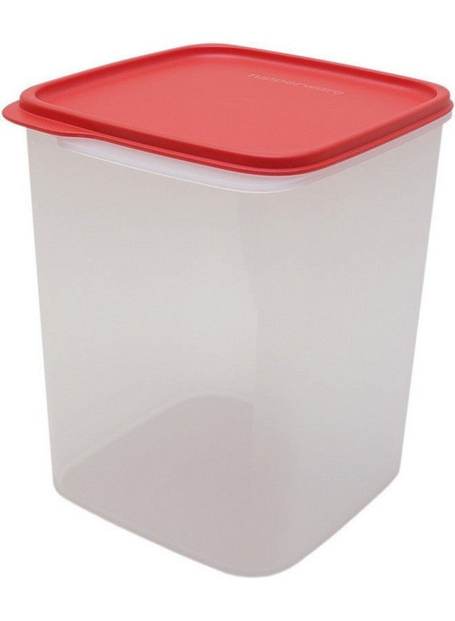 Tupperware Square Smart Saver Container, 5.4 Litres White Transparent Red Lid(Plastic)