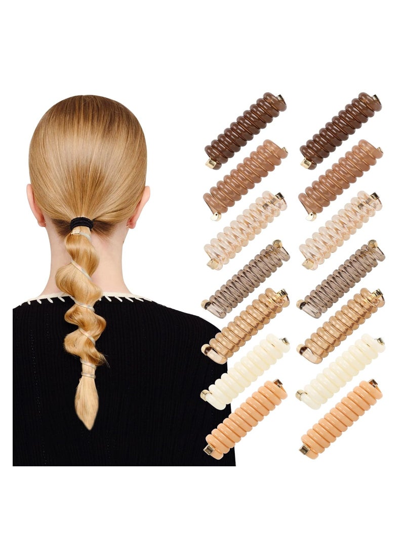 KASTWAVE 14 Pcs Braided Telephone Wire Hair Bands, Spiral Hair Ties No Crease Ponytail Holders, Multi Color Stylish Phone Cord Hair Ties, Elastic Hair Ties for Women Girls - Image 1
