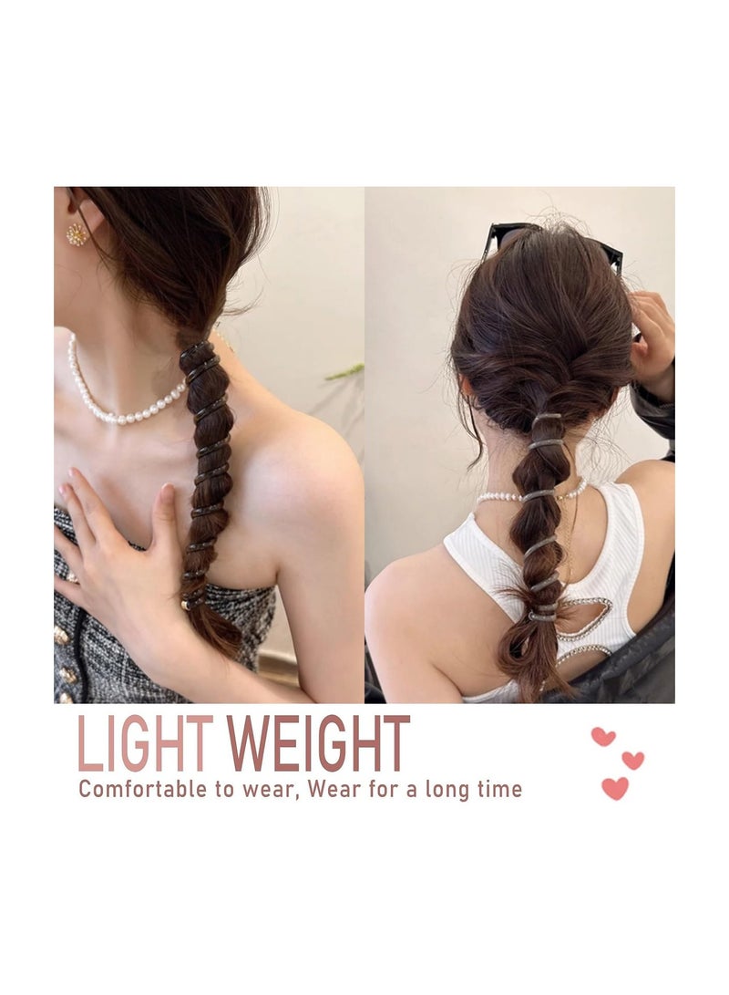 KASTWAVE 14 Pcs Braided Telephone Wire Hair Bands, Spiral Hair Ties No Crease Ponytail Holders, Multi Color Stylish Phone Cord Hair Ties, Elastic Hair Ties for Women Girls - Image 4