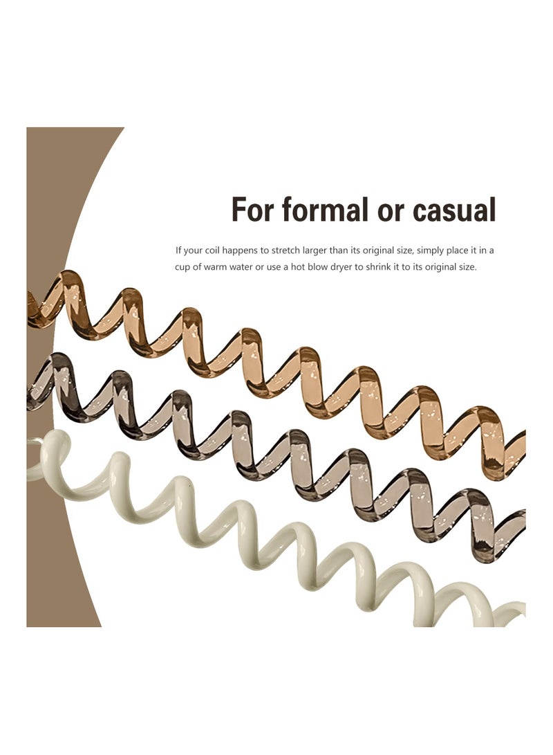 KASTWAVE 14 Pcs Braided Telephone Wire Hair Bands, Spiral Hair Ties No Crease Ponytail Holders, Multi Color Stylish Phone Cord Hair Ties, Elastic Hair Ties for Women Girls - Image 3