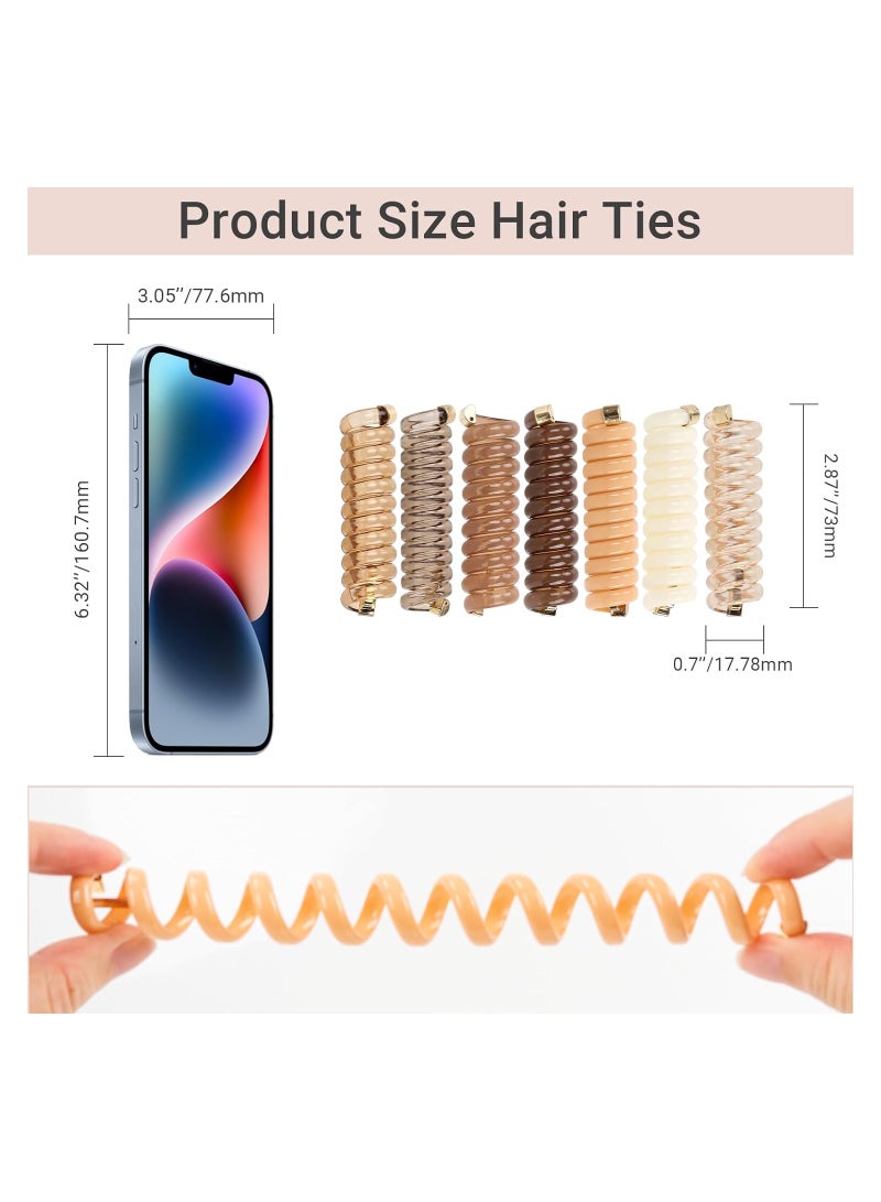 KASTWAVE 14 Pcs Braided Telephone Wire Hair Bands, Spiral Hair Ties No Crease Ponytail Holders, Multi Color Stylish Phone Cord Hair Ties, Elastic Hair Ties for Women Girls - Image 5