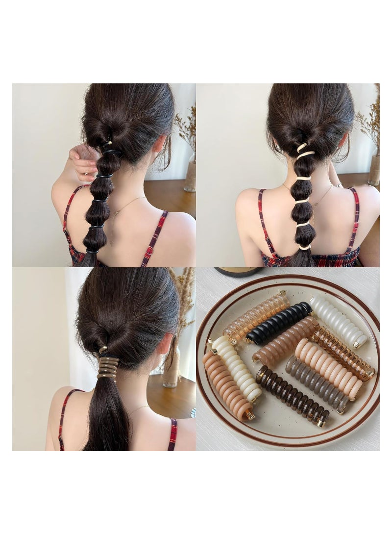 KASTWAVE 14 Pcs Braided Telephone Wire Hair Bands, Spiral Hair Ties No Crease Ponytail Holders, Multi Color Stylish Phone Cord Hair Ties, Elastic Hair Ties for Women Girls - Image 2