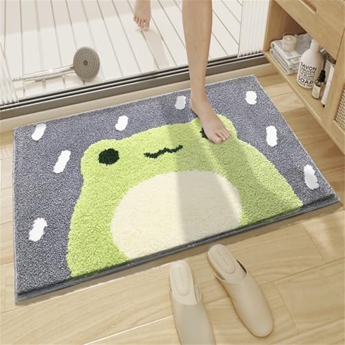 Ankah Bath Mat Cute Shower Rug, Luxury Shaggy High Absorbent and Anti Slip, Machine Washable Fit for Bathtub, Shower and Bath Room, (17.71"x 25.59", Little Frog) - Image 2