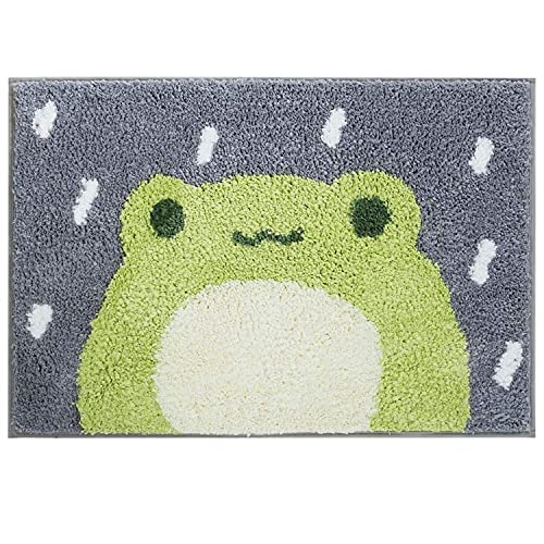 Ankah Bath Mat Cute Shower Rug, Luxury Shaggy High Absorbent and Anti Slip, Machine Washable Fit for Bathtub, Shower and Bath Room, (17.71"x 25.59", Little Frog) - Image 1
