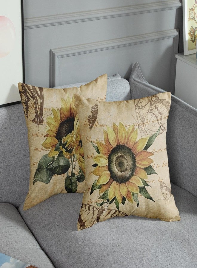 Sanwarm Throw Pillow Covers Home Decor Set of 4 Floral Sunflower Yellow Flower Green Pillow Cases Decorative 18 x 18 Inches Outdoor Cushion Couch Sofa Pillowcases - Image 4