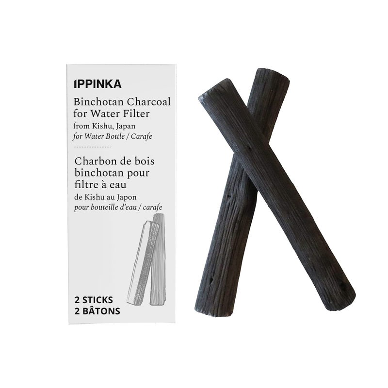 Portable Binchotan Charcoal Water Purifying Sticks for GreatTasting Water from Kishu Japan Each Stick Filters PersonalSized Water Bottle 2 Sticks