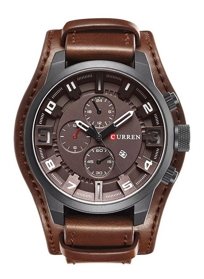 CURREN Chronograph Waterproof Watch 8225 - 45mm - Brown For Men - Image 1