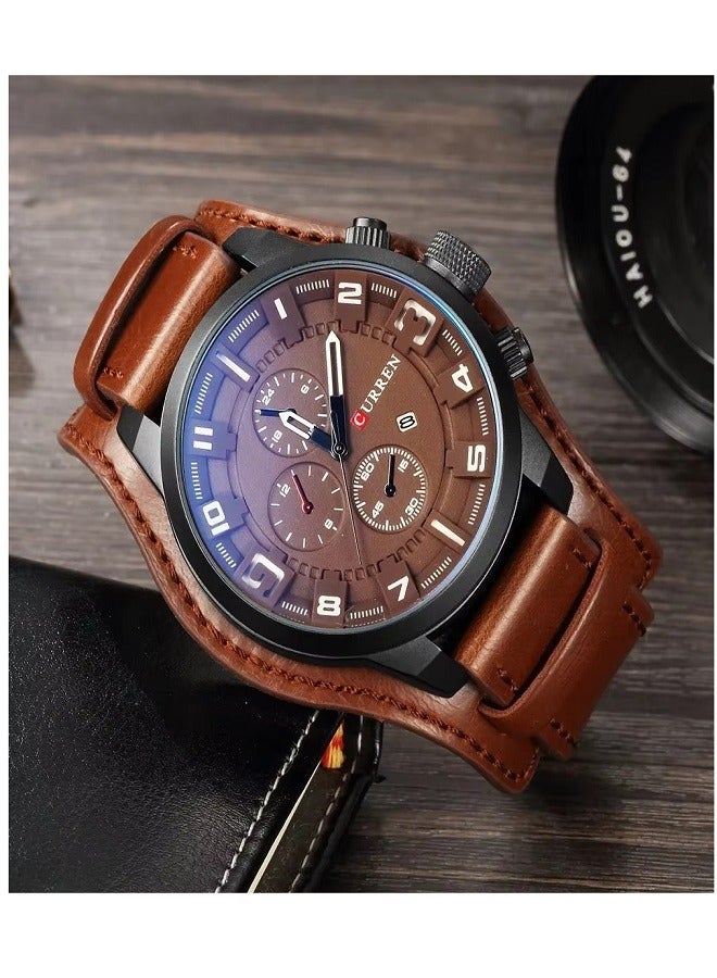 CURREN Chronograph Waterproof Watch 8225 - 45mm - Brown For Men - Image 2