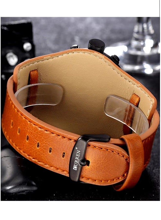 CURREN Chronograph Waterproof Watch 8225 - 45mm - Brown For Men - Image 3
