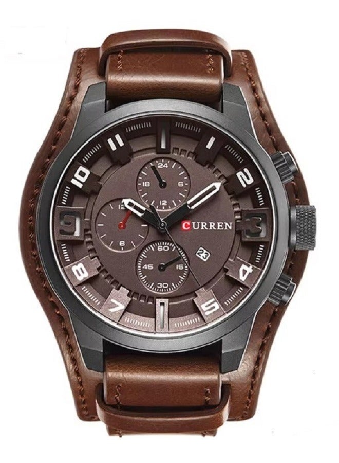 CURREN Chronograph Waterproof Watch 8225 - 45mm - Brown For Men - Image 5