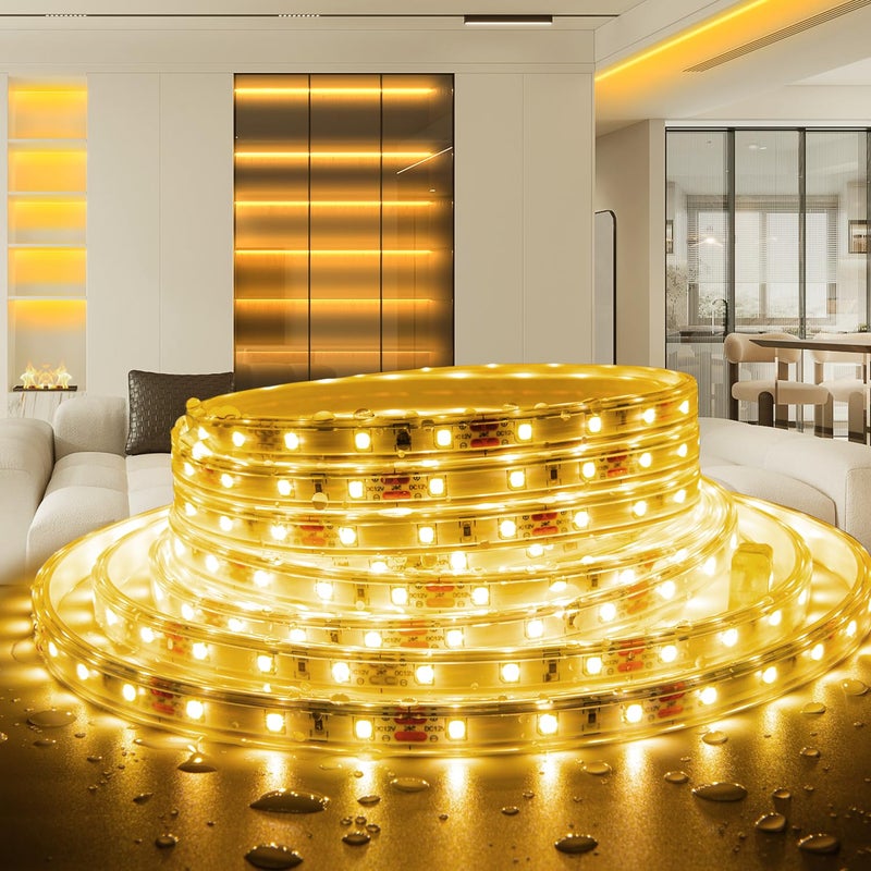 One94Store 22 متر ضوء حبل LED – 2835 LED 120 LEDs/M ضوء شريط زخرفي مقاوم للماء للسقف، ديوالي، عيد الميلاد، الشرفة، المنزل والديكور الخارجي (أبيض دافئ) - Image 4