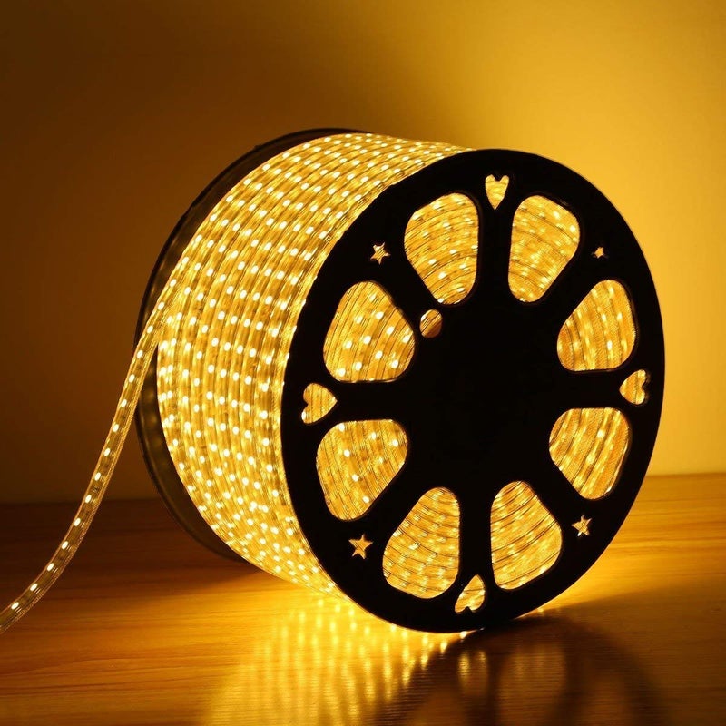 One94Store 22 متر ضوء حبل LED – 2835 LED 120 LEDs/M ضوء شريط زخرفي مقاوم للماء للسقف، ديوالي، عيد الميلاد، الشرفة، المنزل والديكور الخارجي (أبيض دافئ) - Image 1