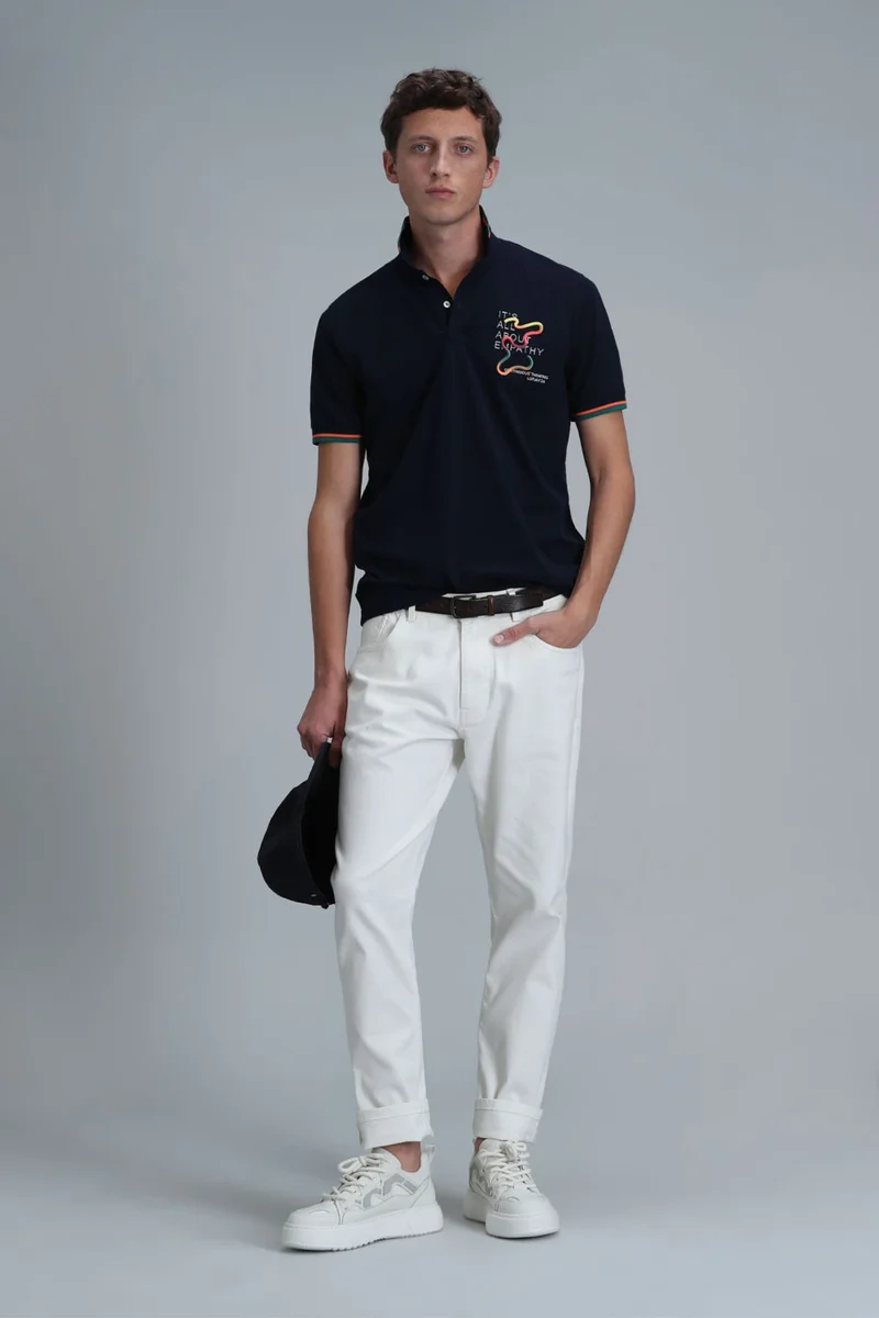 Lufian Men's King Smart Polo T-Shirt 111040173 Navy Blue