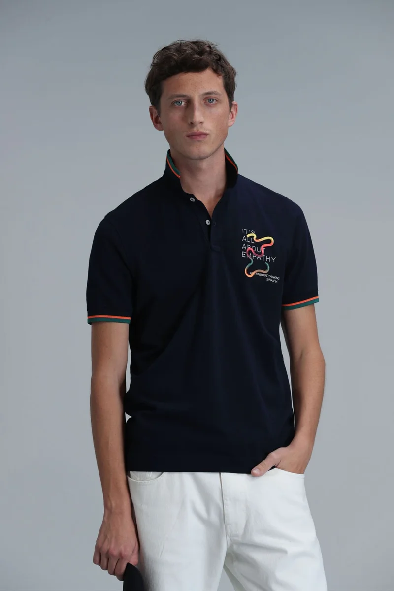 Lufian Men's King Smart Polo T-Shirt 111040173 Navy Blue