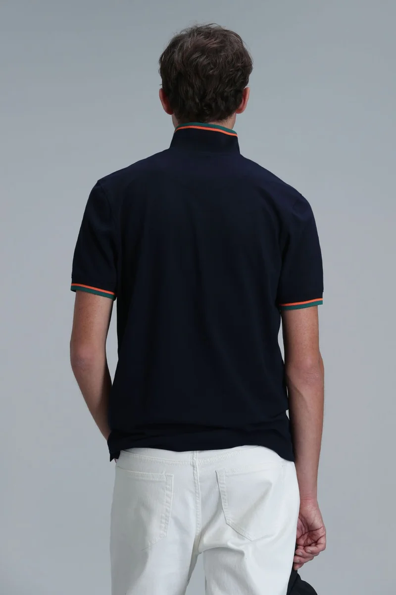 Lufian Men's King Smart Polo T-Shirt 111040173 Navy Blue