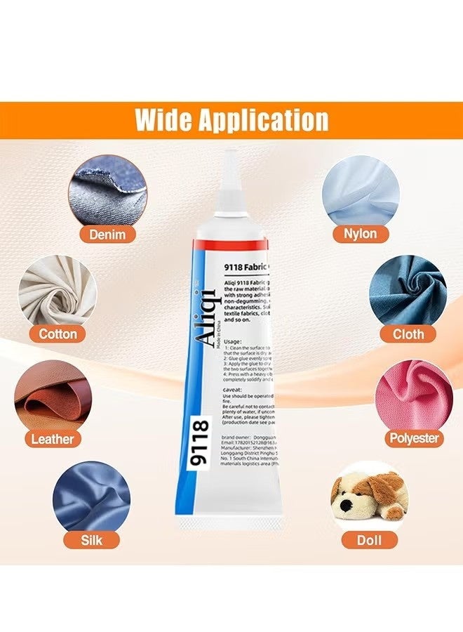 Aliqi 2PCS Fabric Glue, Quick Dry Multi-Fabric Glue, Permanent Clear, Washable, for Patches Drying Waterproof Fabric Adhesive Glue for All Fabrics, Clothes (15ml x 2) - Image 2