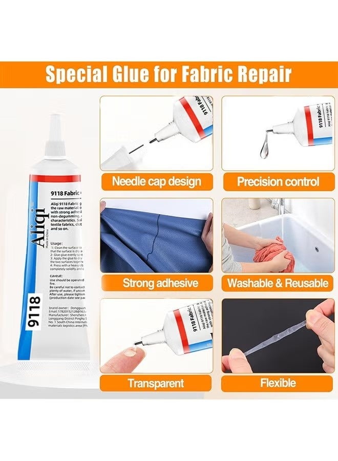 Aliqi 2PCS Fabric Glue, Quick Dry Multi-Fabric Glue, Permanent Clear, Washable, for Patches Drying Waterproof Fabric Adhesive Glue for All Fabrics, Clothes (15ml x 2) - Image 3