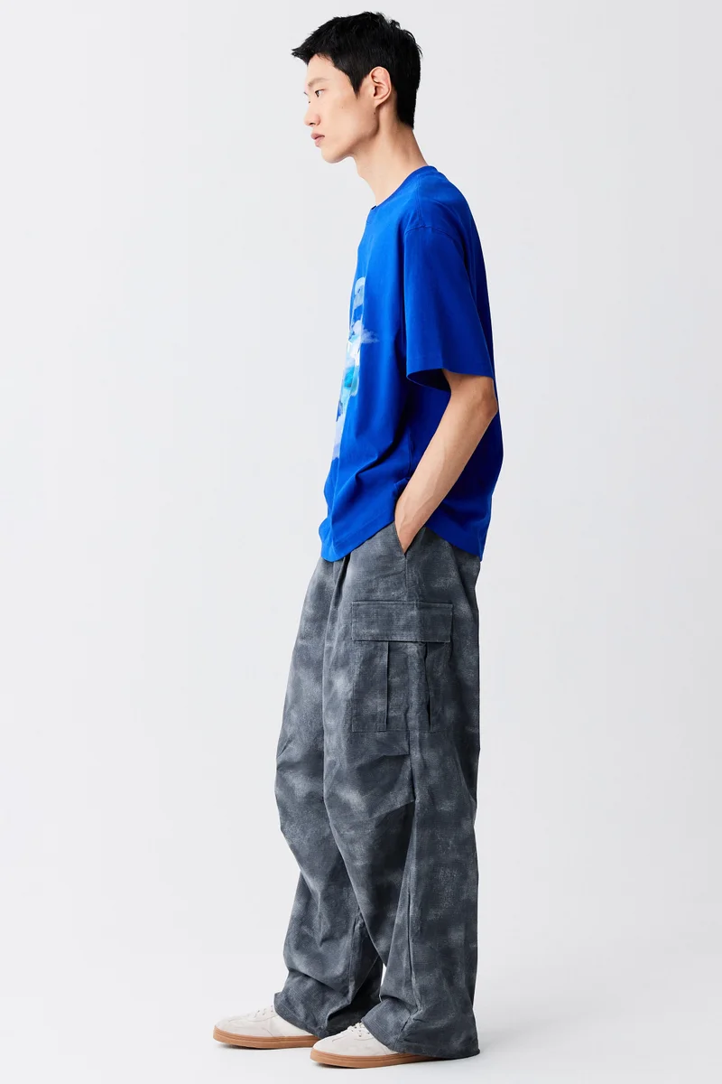 H&M  Loose Fit Printed cotton T-shirt for Men | Best Price UAE