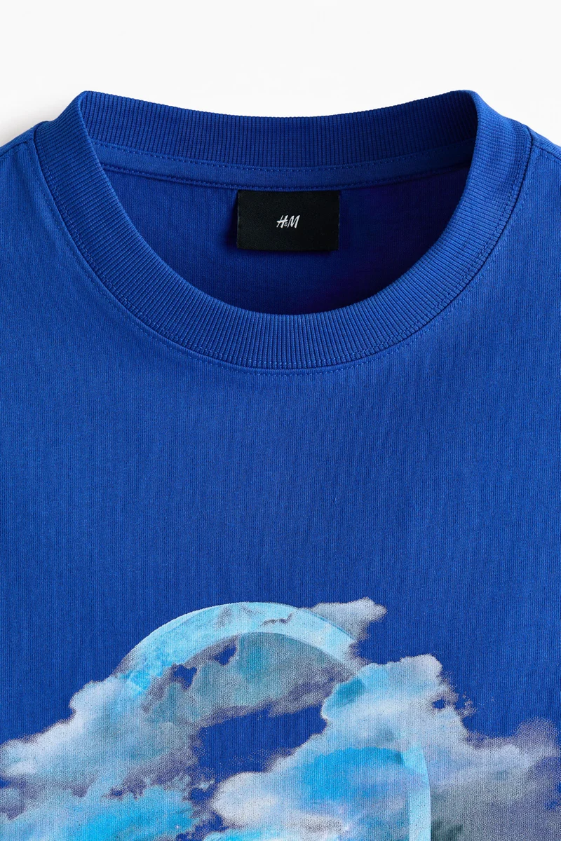 H&M  Loose Fit Printed cotton T-shirt for Men | Best Price UAE