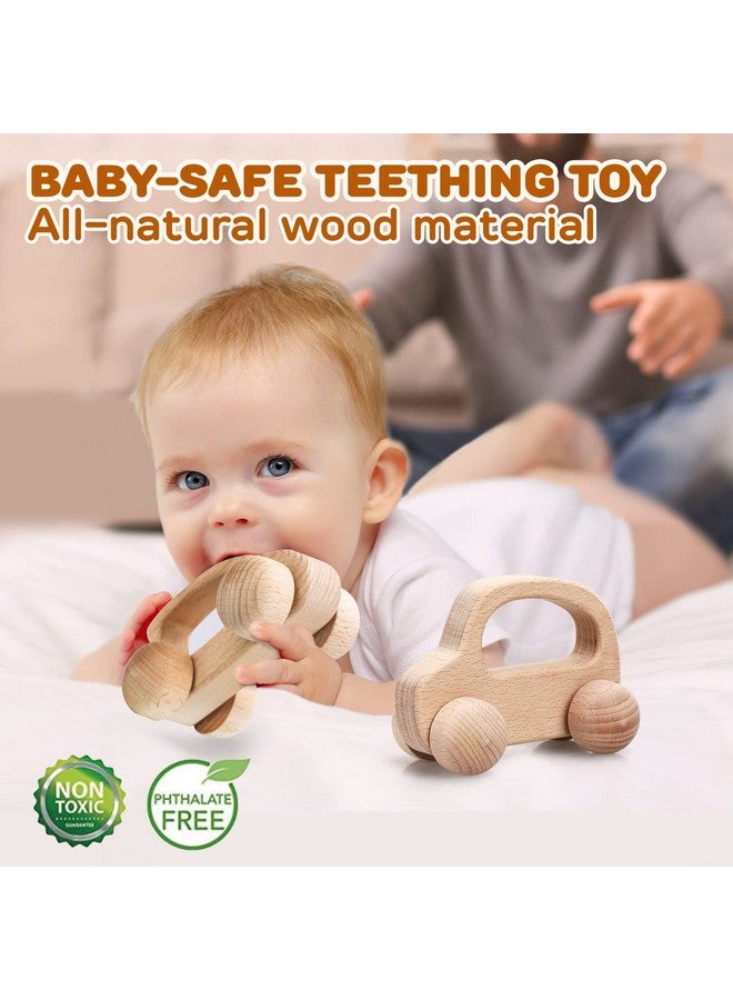 Toy Wooden Toys Cars, Montessori Toys For Babies 0 6 12 Months, Baby Rattle Toy Cars For Toddlers 1 3, Wooden Baby Toys For 1 + Year Old, Baby Boy Nursery Decor Natural Wood Rattle Baby Push Cars - Image 4