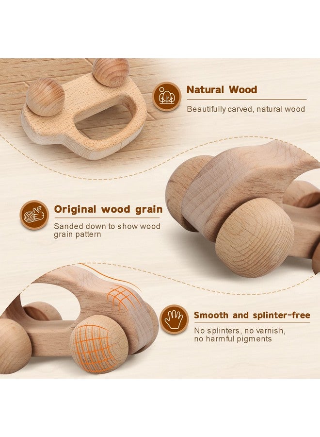 Toy Wooden Toys Cars, Montessori Toys For Babies 0 6 12 Months, Baby Rattle Toy Cars For Toddlers 1 3, Wooden Baby Toys For 1 + Year Old, Baby Boy Nursery Decor Natural Wood Rattle Baby Push Cars - Image 2