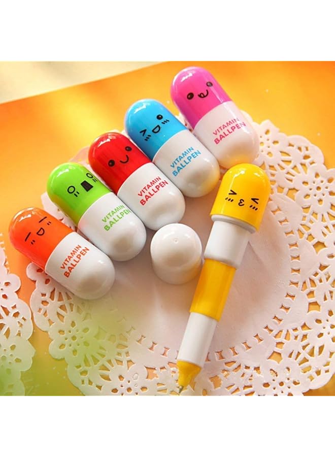 erorex Selling Wonderful 40Pcs Vitamin Pill Ballpoint Pen Cartoon Retractable Ball Pen Smiling Face Ball Pen For Kids Random Color - Image 2