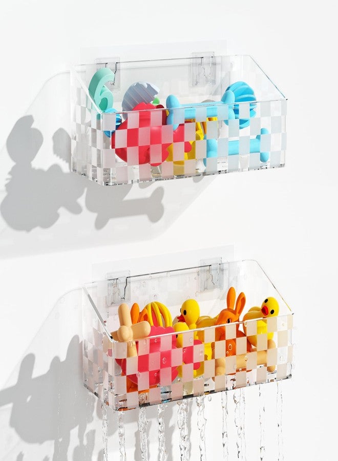 Natheeph Bath Toy Storage Holder, 2 Pack Large Capacity Bath Toy Organizer for Tub Clear Baby Bathtub Toy Storage Multi Use Shower Caddy for Bathroom, Bedroom & More - Image 1