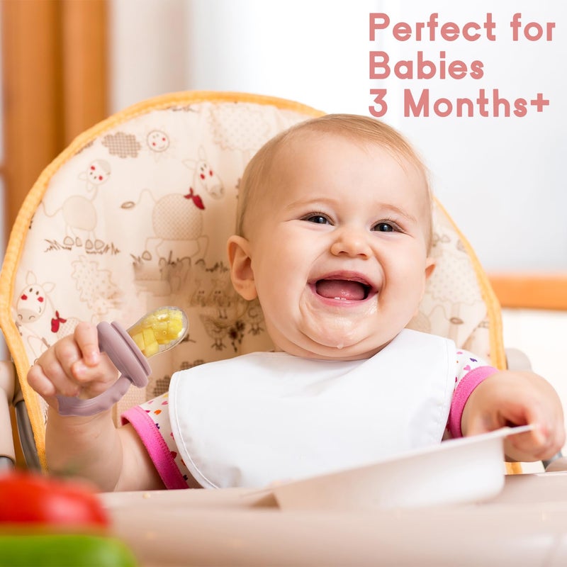 Socub Silicone Baby Fruit Food Feeder  Baby Food Freezer Tray Set Milk Popsicle Molds for Baby Teething Relief Baby Food Pacifier Feeder for Infants Self Feeding Include 3 Sizes Food Pouch - Image 2