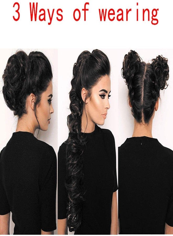 BLUSHIA Frill Hair Extensions Elastic Stretchable Synthetic Frill Add Volume Curly,Wavy Messy Juda Bun Ponytail Maker Hair Styles for Women And Girls -Color Natural Black (Pack-1) - Image 4