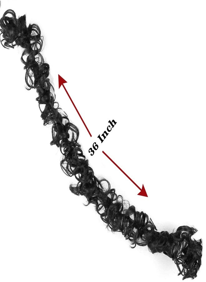 BLUSHIA Frill Hair Extensions Elastic Stretchable Synthetic Frill Add Volume Curly,Wavy Messy Juda Bun Ponytail Maker Hair Styles for Women And Girls -Color Natural Black (Pack-1) - Image 3