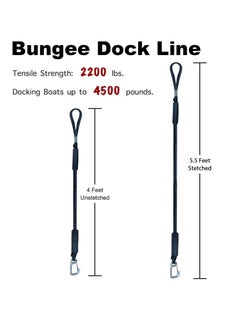 Generic Bungee Dock Line Boat Ropes for Docking Mooring Rope with Stainless Steel Clip Accessories Boats PWC, Built in Snubber, Kayak, Watercraft,SeaDoo,Jet Ski, Pontoon, Canoe, Power 2-Pack  - Image 3