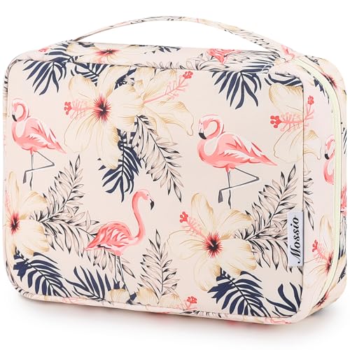 Mossio Hanging Toiletry Bag with Sturdy Hook - Large Portable Cosmetic Makeup Travel Organizer for Men & Women Beige Bird - Image 1