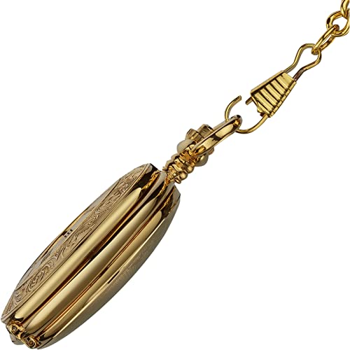 VIGOROSO Mens Pocket Watch with Chain Half Hunter Double Cover Skeleton Mechanical Watches Gold Roman Numeral in Box - Image 5