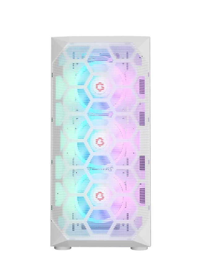 GAMEON Emperor Arctic I Series Mid Tower Gaming Case - ARGB+Remote, 7 Fans Case White - Image 3