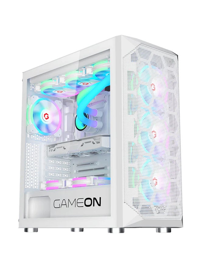 GAMEON Emperor Arctic I Series Mid Tower Gaming Case - ARGB+Remote, 7 Fans Case White - Image 2