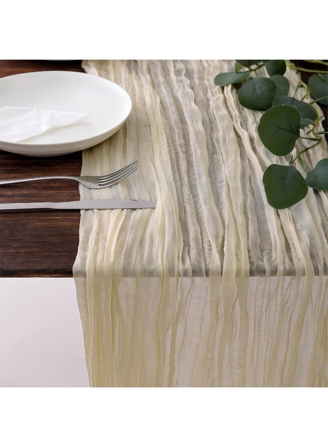 CHIYLE 90*300cm Cheesecloth Table Runner Ivory – Rustic Gauze Tablecloth for Wedding & Party Décor - Image 5