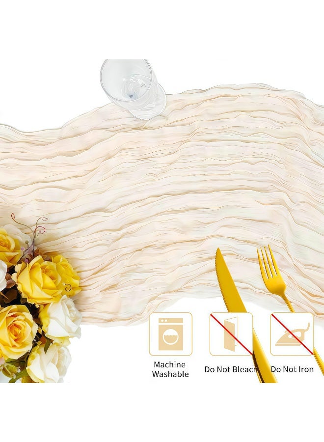 CHIYLE 90*300cm Cheesecloth Table Runner Ivory – Rustic Gauze Tablecloth for Wedding & Party Décor - Image 2