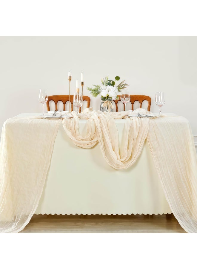 CHIYLE 90*300cm Cheesecloth Table Runner Ivory – Rustic Gauze Tablecloth for Wedding & Party Décor - Image 3