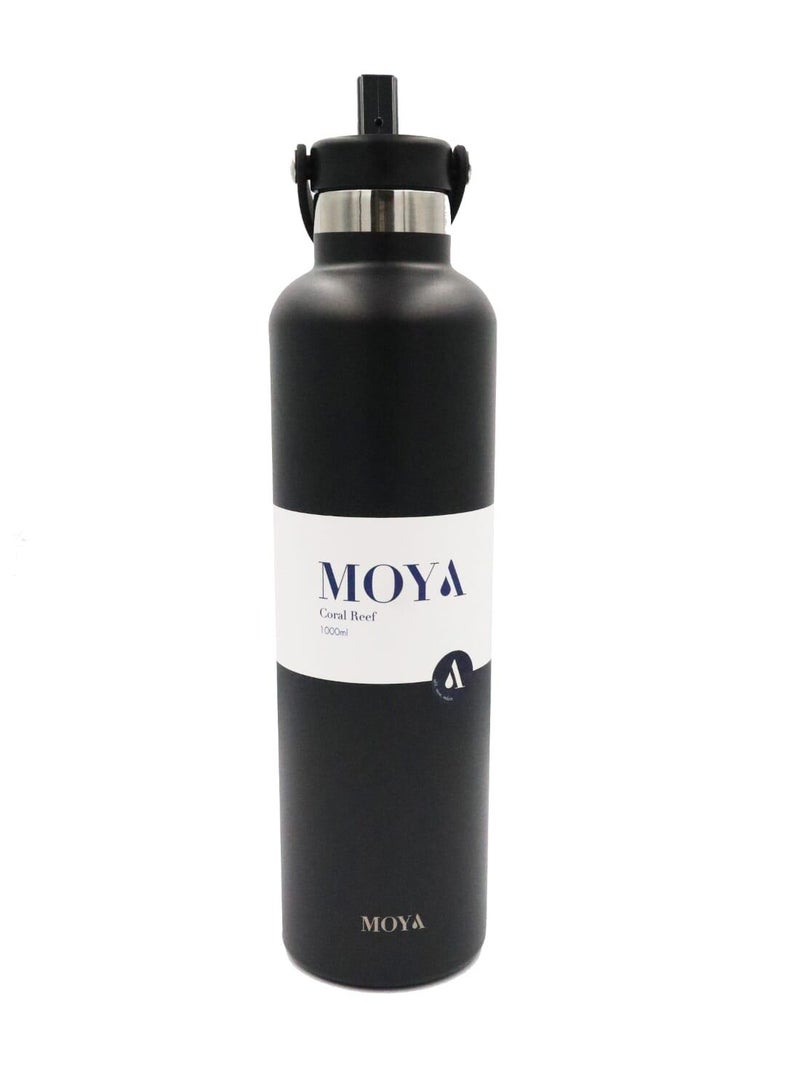 Moya "Coral Reef" 1L Insulated Sustainable Water Bottle Black - Image 2