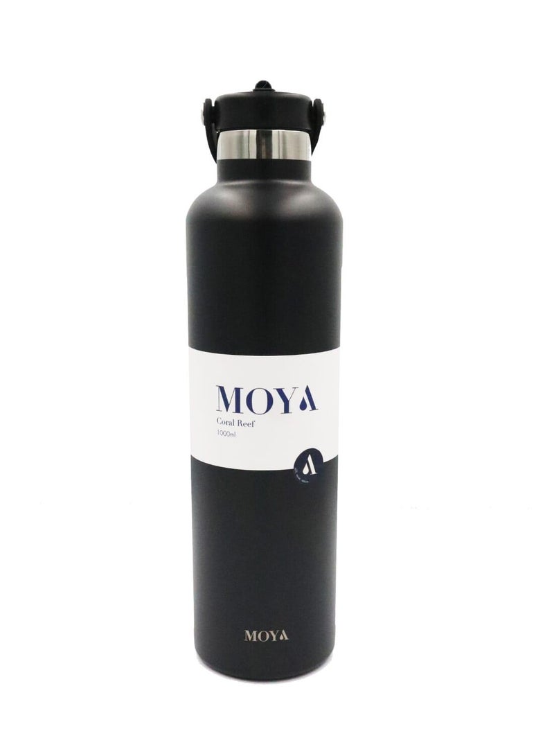 Moya "Coral Reef" 1L Insulated Sustainable Water Bottle Black - Image 3