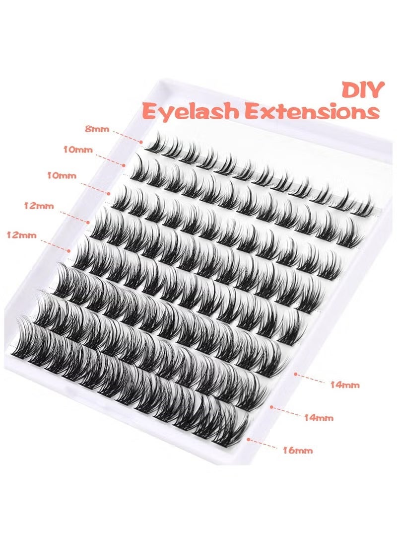 جلامكيت رموش صناعية 96 عنقودية (8-16مم)، رموش صناعية قابلة للتخصيص بنفسك، رموش صناعية طبيعية فائقة الكثافة، رموش عين القط، مناسبة للماكياج اليومي وماكياج العروض المسرحية - Image 3