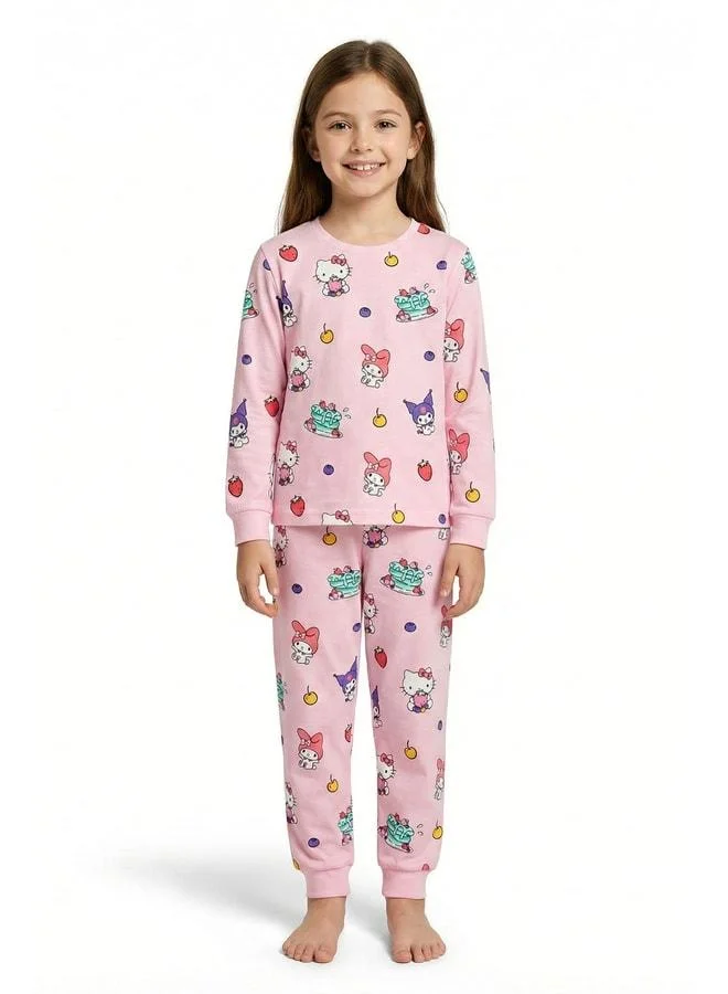 Zuzunga Cute Hello Kitty and Kuromi Printed Girl's Pajama Set.
