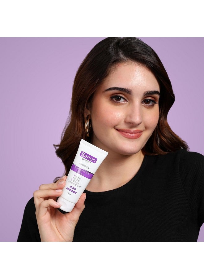 Renon Sunscreen - SPF 50 PA+++ 1% Hyaluronic Aqua Gel Sunscreen|Vitamin C+Rice Water|No white Cast |Non Sticky - Image 2