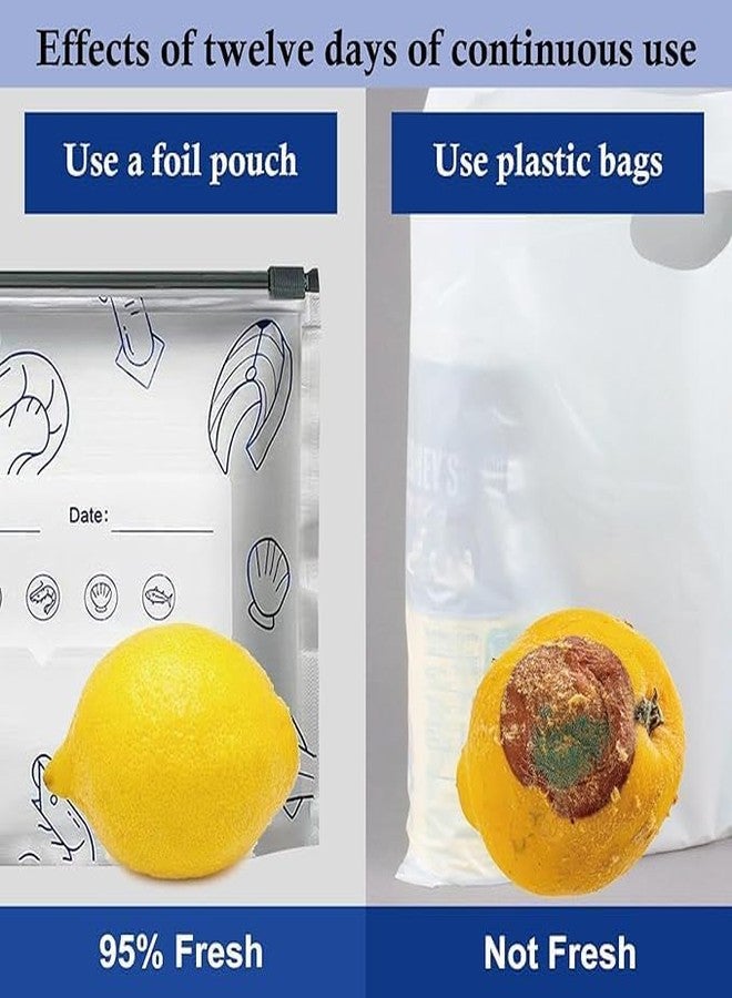 RONFILD 10 PCS Reusable Aluminum Food Storage Bag, Stand Up Foil Sealable Bags with Zip Lock,Food Storage Preservation Bags, Leakproof Aluminium Foil Fresh keeping Bag for Vegetable Fruit Meat - Image 5